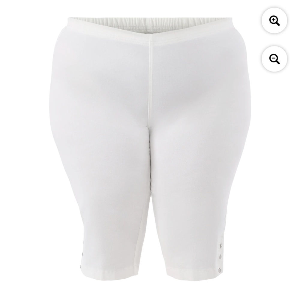 Just My Size Women’s Plus White Pull On Bling Tab Capris Size 0X 14W NWT - Picture 8 of 9